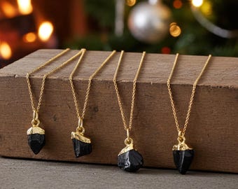 Raw Black Tourmaline Pendant, Gemstone Pendant, Healing Crystal Necklace, Tourmaline pendants, Protection Necklace, Tourmaline Charm Pendant