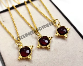 Garnet Crystal Pendant Necklace, January Birthstone Jewelry, Spiritual Healing Stone, Birthday Gift
