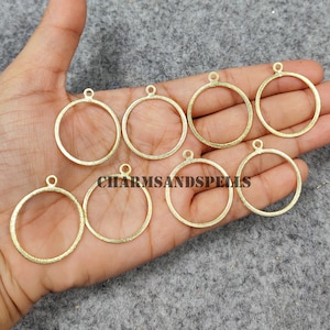 5 Pcs Circle Connectors, Gold Plated Findings, Circle Single Loop Rings, Closed Rings for Jewelry, Circle Charms, Circle Connector Charms