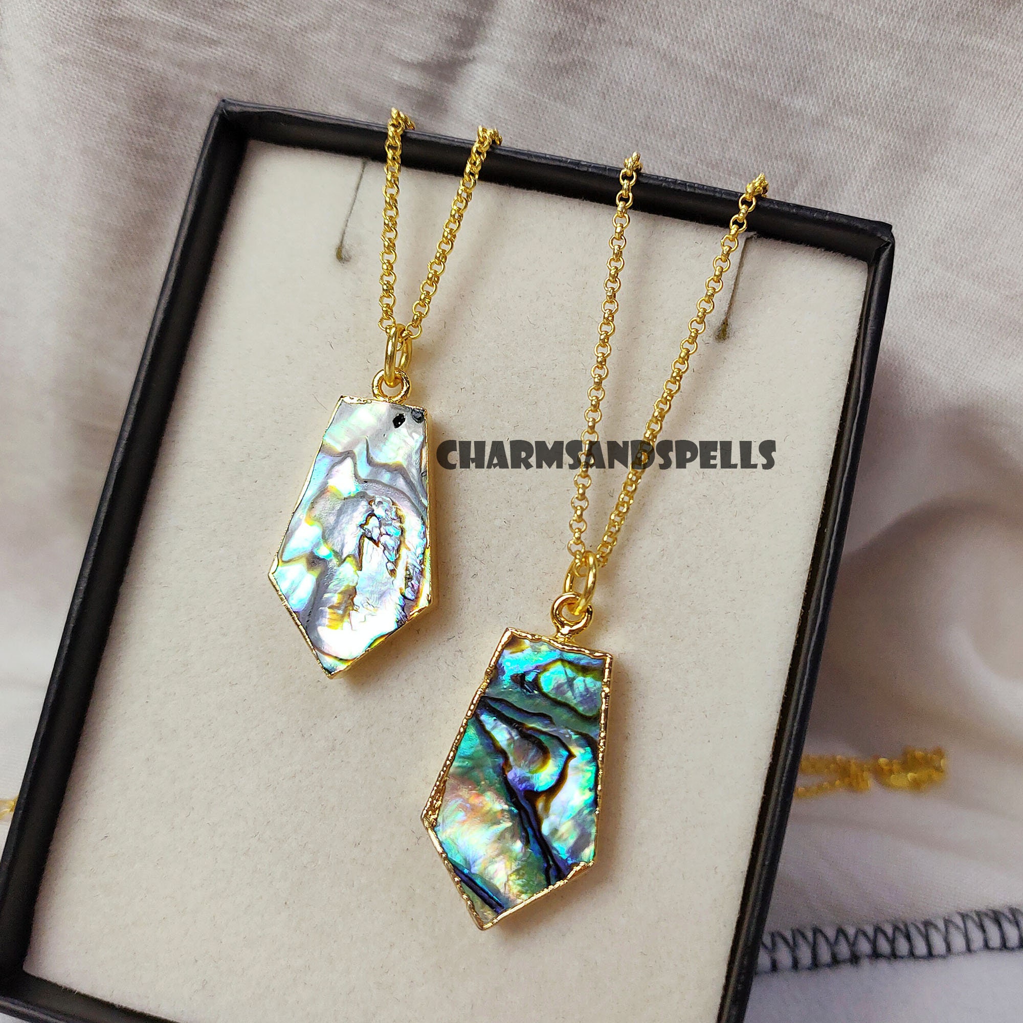 Natural Abalone Shell Coffin Necklace, Coffin Shape Jewelry, Shell ...