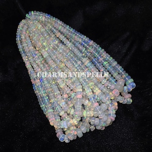AAA++ ETHIOPIAN OPAL Plain Rondelle Beads, 3.5-5mm Rainbow Multi Fire Opal Rondelle Beads, Natural Flashy Welo Opal Beads, Wholesale Beads