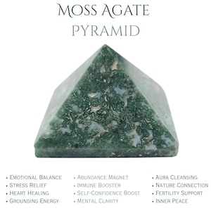 Moss agate pyramids, Moss agate Crystal Pyramid, Healing Stone, Stone of New Beginnings, Decorative Gift, Office Table Decor