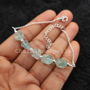 Raw Aquamarine Bracelet, Birthstone Bracelet, Raw Healing Crystal Bracelet, Bracelet For Women, Gift, Dainty Bracelet, Bohemian Bracelet