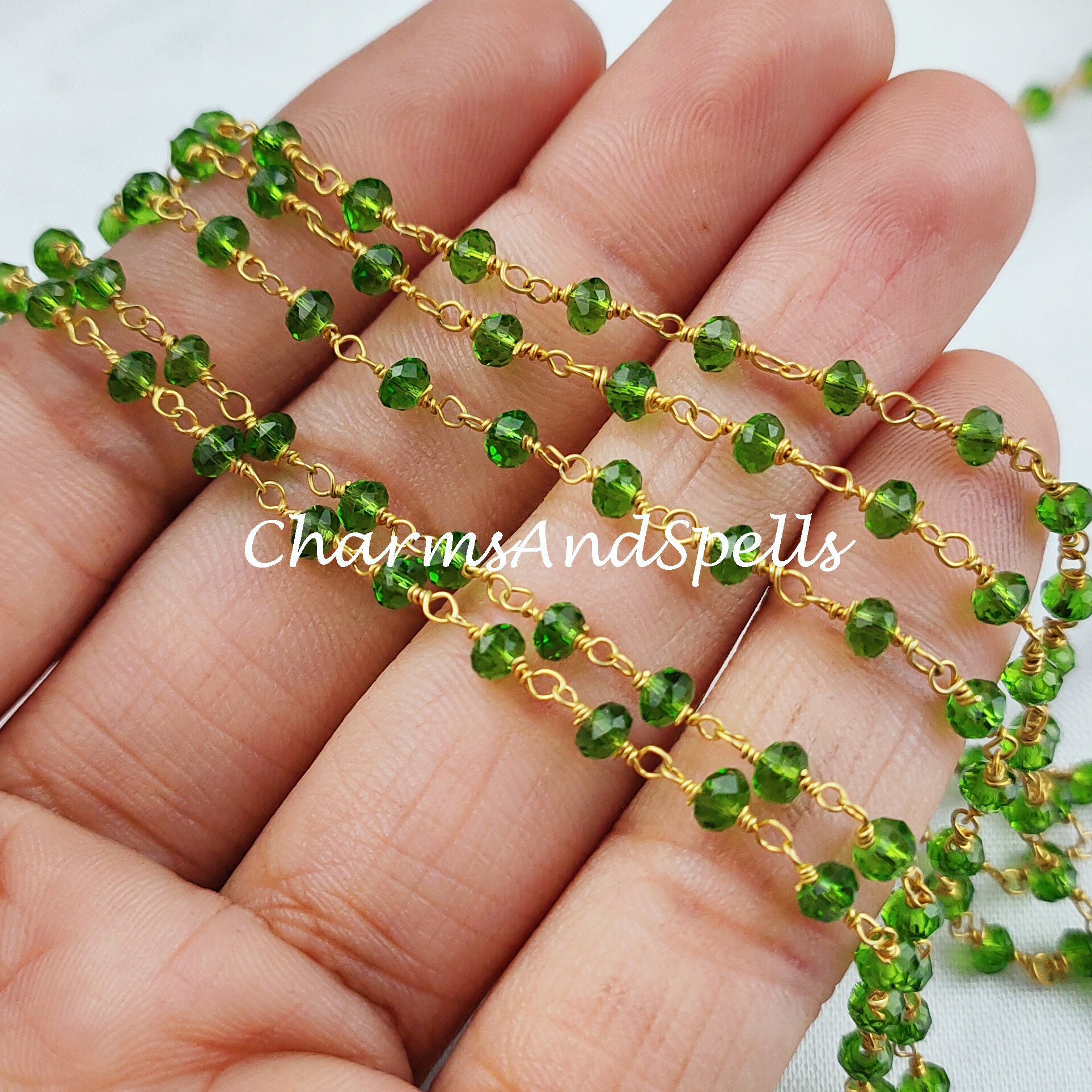 Peridot Rosary Chain, Rondelle Beads Chain, Necklace Chain, Gold Plate –  indiangemstoneexporters