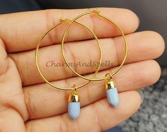 Boulder Opal Earring, Pencil Earring, Handmade Earring, Hoop Earring, Gold Electroplated Earring, Women Earring, Valentine Day Gifts