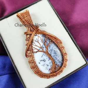 Tree of Life Dendrite Opal Pendant, Dendrite Opal Gemstone Pendant, Copper Wire Wrapped Pendant, Handmade Pendant, Valentine Day Gifts