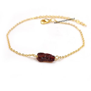 Natural Red Garnet Bracelet, Raw Garnet Bracelet, Birthstone Bracelet, January Birthstone, Valentine Gift Her, Garnet Jewelry