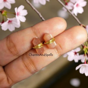 Brincos de Prata de Lei com Pedra da Lua Natural Cor de Pêssego, Joias de Cristal Delicadas e Femininas para Ela