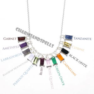 Dainty Baguette Necklace Charm In 925 Silver, Birthstone Necklace, Perfect Gift for New Mom, Personalized Gift for Her, Christmas Gifts
