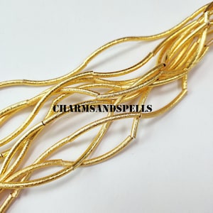 40mm Brushed Gold Tube Beads, Curved Tube Beads, Bracelet Tubes, Gold Plated Tube Beads, Jewelry Beads, 1 Strand Approx 6 Beads