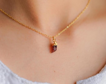 Raw Garnet Pendant, Garnet Jewellery, Silver Plated Jewelry, Raw Garnet, January Birthstone, Gift Ideas, Gifts for her, Garnet Necklace
