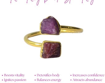 Raw Ruby Ring, July Birthstone Ring, Handmade Natural Gemstone Valentine Gift Jewelry
