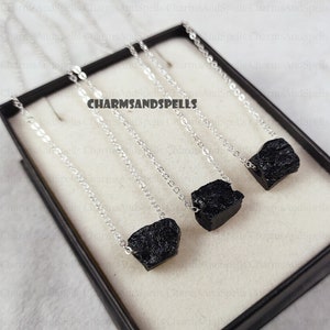 Raw Black Tourmaline Necklace, Protection Necklace, Black Stone Necklace, Black Crystal Necklace, Black Gemstone,Valentine Day Gifts
