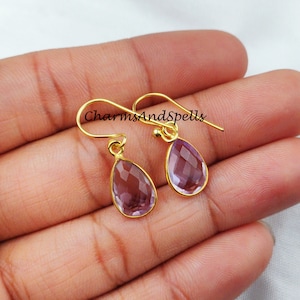 Amethyst Earrings, Crystal Earrings,  February Birthstone, Stone Earrings, Dainty Minimalist Earrings, Amethyst Jewelry