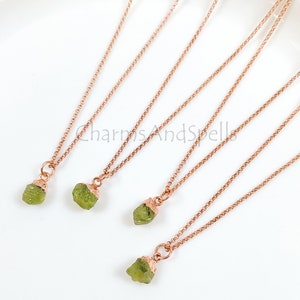Raw Crystal Necklace, Birthstone Peridot Necklace, Women Jewelry, August Birthstone, Layering Necklace, Dainty Necklace, Gift for Her