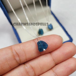 Dainty Raw Apatite Necklace, Blue Healing Crystal Pendant, Apatite Jewelry, Throat Chakra Gemstone Necklace, Handmade Necklace, Gift for Her