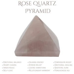 Rose Quartz Crystal Pyramid, Pink Healing Stone of Love, Energy Gemstone for Home Office Décor, Handmade Rose Quartz Pyramid Gift