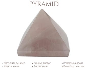 Rose Quartz Crystal Pyramid, Pink Healing Stone of Love, Energy Gemstone for Home Office Decor, Handmade Rose Quartz Pyramid Gift
