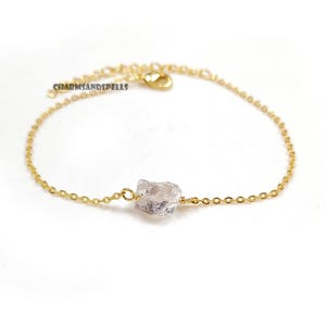 Handmade Natural High Quality Raw Herkimer Diamond Bracelet, Herkimer Diamond Raw Bracelet Jewelry, Diamond Bracelet, Crown Third Eye Chakra