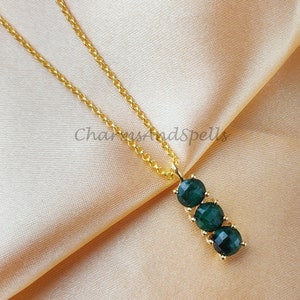 Emerald Necklace, Gold Emerald Necklace, May Birthstone, Gift for Her, Dainty Necklace,Teardrop Emerald,Layering Necklace,Valentine Day Gift