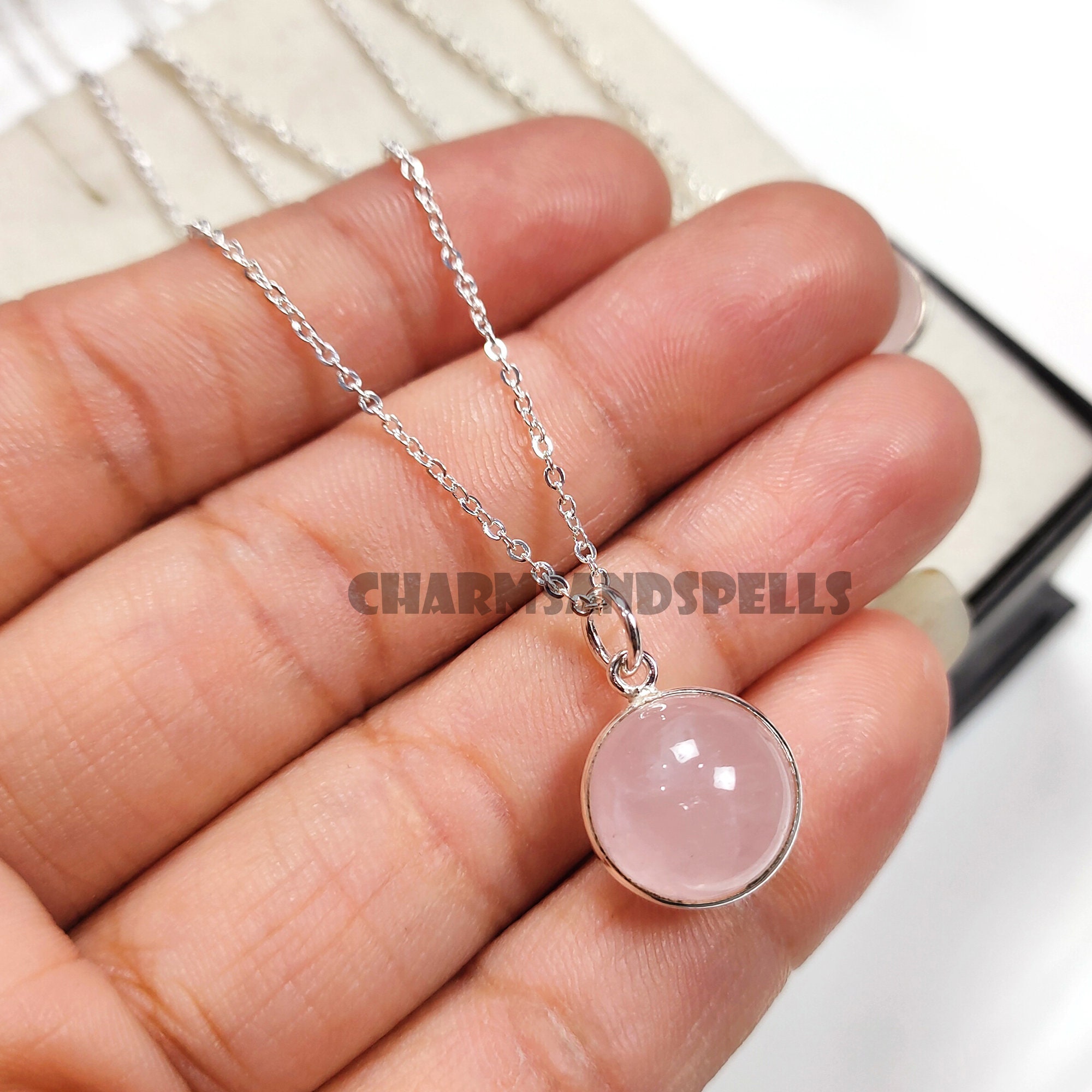 ブレスレット LESS IS MORE rose gemstone ball necklace High Quality Rose Quartz Ball Necklace, Natural Crystal