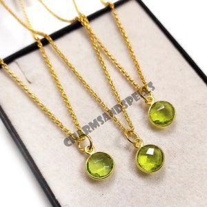 Peridot Necklace, 14k Gold Plated Necklace, August Birthstone Pendant, Minimalist Green Gemstone Necklace, Gift for Women, Peridot Necklace