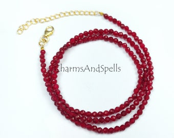 Collier Ras Du Cou En Perles Grenat Naturel 18 Pouces - Argenté Réglable, Bundela Gems