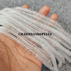 AAA+ Quality Clear Heishi Beads | Clear Acrylic Smooth Tyre Beads | 8 inch Strand | Beads For Jewelry | Coin Beads |Valentine Day Gifts