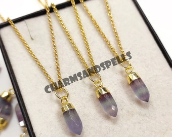 Fluorite Necklace, Bohemian Necklace, Natural Color Fluorite Necklace, Fluorite Jewellery, Birthday Gift, Gemstone Necklace-Gift for her