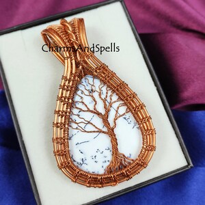 Tree of Life Dendrite Opal Pendant, Dendrite Opal Gemstone Pendant, Copper Wire Wrapped Pendant, Handmade Pendant,,Valentine Day Gift