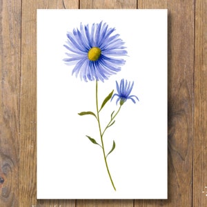 Tarjeta de cumpleaños imprimible Aster A6 Descarga instantánea - Con opción de texto en inglés y alemán