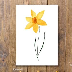 Stampabile biglietto di auguri con fiori di narciso A6 versione inglese e tedesca - Download immediato