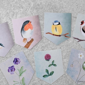 TÉLÉCHARGEMENT numérique d&#39;oiseaux et de fleurs sauvages
