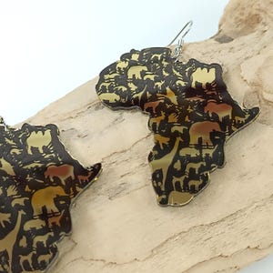 Afrikaanse kaart safari dieren spiegel statement oorbellen
