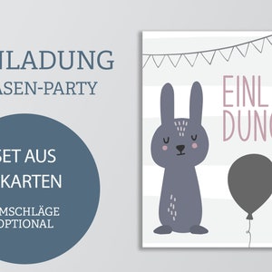 Einladungskarten Set Hase | 6x Karten Kindergeburtstag | Tier Mottoparty | DIN A6 | beschreibbar