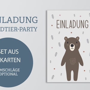 Einladungskarten Set Bär | 6x Karten Kindergeburtstag | Tier Mottoparty | DIN A6 | beschreibbar