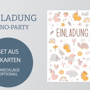 Einladungskarten Set Dino | 6x Einladung Kindergeburtstag | Dino Party | Geburtstag | Feier | Dinosaurier | DIN A6 | beschreibbar