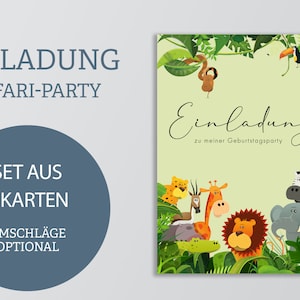 Einladungskarten Set Safari | 6x Karten Kindergeburtstag | Dschungel Party | DIN A6 | beschreibbar