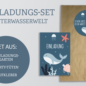 Einladungskarten + Partytüten | Unterwasserwelt-Party | Set Kindergeburtstag