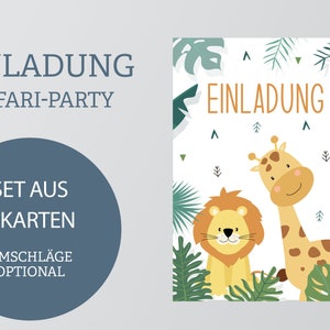 Einladungskarten Set Safari | 6x Karten Kindergeburtstag | Afrika Mottoparty | DIN A6 | beschreibbar