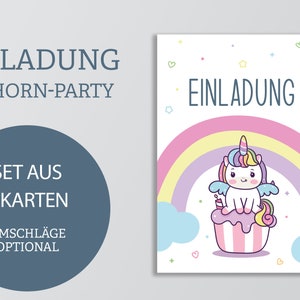 Einladungskarten Set Einhorn | 6x Karten Kindergeburtstag | Unicorn Party | DIN A6 | beschreibbar