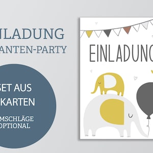 Einladungskarten Set Elefant | 6x Karten Kindergeburtstag | Safari Afrika Mottoparty | DIN A6 | beschreibbar