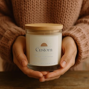Personalised Soy Candle with Wood Lid & Gift Box | Custom Scent | Clear Jar | Gift for Her | Birthday, Bridesmaid, Mother’s Day