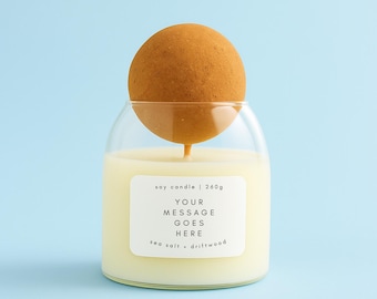 Personalized Soy Candle: Custom Label, Cork Lid, 40 Hour Burn
