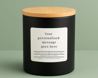 Personalized Label Soy Wax Candle: Matte Black Jar