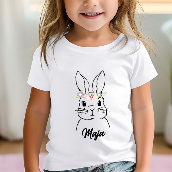 Namensshirt Kinder • Shirt Hase Kinder • personalisiertes T-shirt mit Hasenmotiv für Jungen & Mädchen • 18 Aufdruckfarben • Buckleberry's