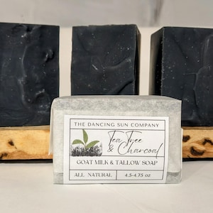 All Natural - Tea Tree and Charcoal Goat Milk and Tallow Soap, goat milk soap, handmade soaps, tallow soap