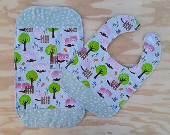 Pig Burp Cloths Pig Baby Drool Bibs Flannel Baby Bib and Burp Cloth Pig Baby Bibs Pink Polka Dot Burp Cloths Pink Polka Dot Baby Bibs