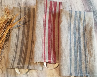 Set of Three Linen towels, farmhouse kitchen
