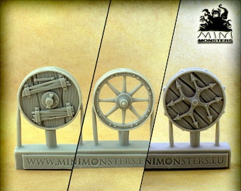 WAGEN, WAGENWIELEN: 28 mm (32 mm) | Kerkers en draken | DnD-terrein | Fantasie | Hars | Wargaming-terrein | Wargames | Minimonsters